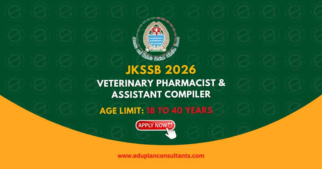 Edu Plan Consultants-JKSSB Recruitment 2026 Notification Out – 194 Veterinary Pharmacist & Assistant Compiler Posts | Apply Online
